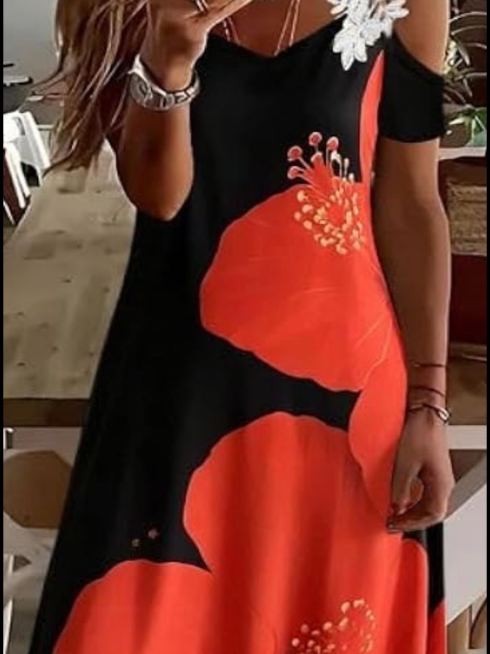 Black & Red Floral Maxi dress xl size